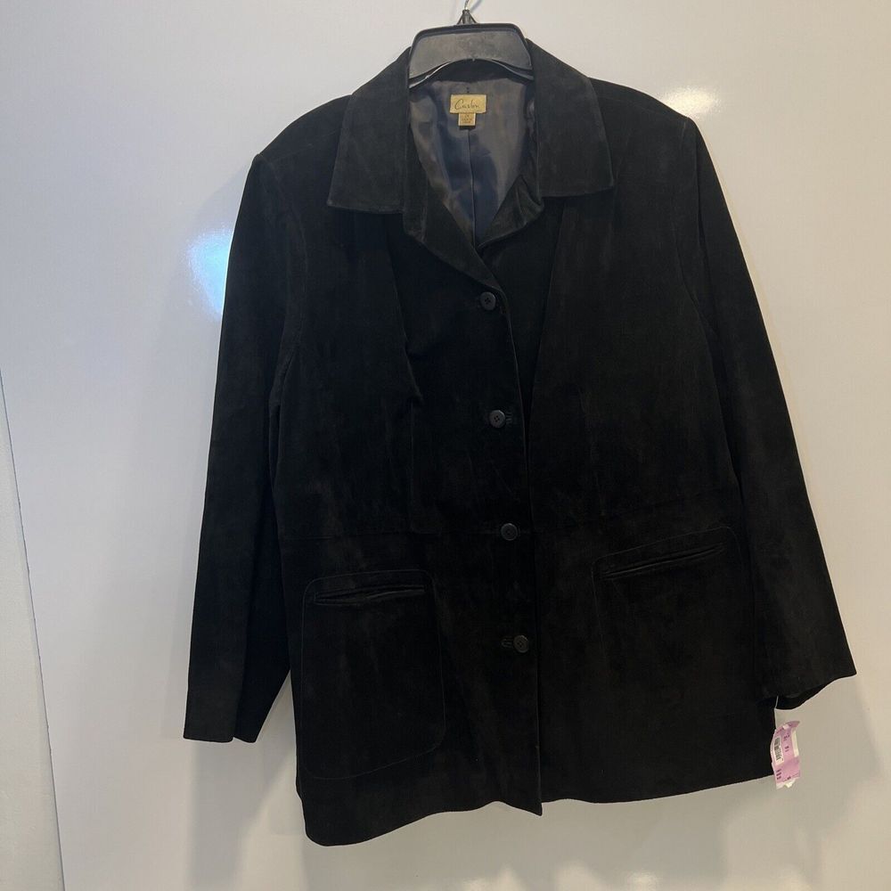 Women's Caslon 2x Black Genuine Suede Leather Jacket/Blazer